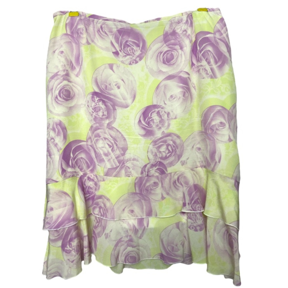 Escada Yellow and Lavender Floral Mini Skirt